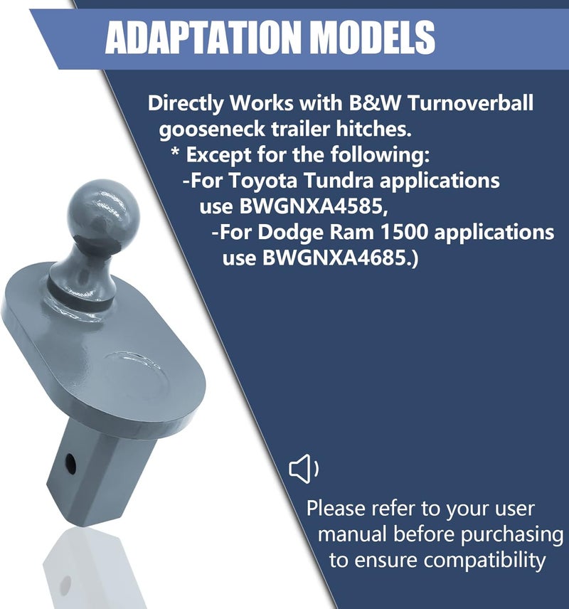 FHRHRY GNXA4085, 4" Offset Ball Compatible With B&W Turnoverball Gooseneck Trailer Hitches, Heavy Duty Extender | 20000 lbs GTW/ 5000 lbs VTW, 2-5/16 Inch Diameter - Image 2